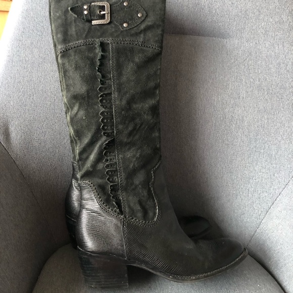 Franco Sarto Suede Western Gothic Witchy Boots - Picture 7 of 12